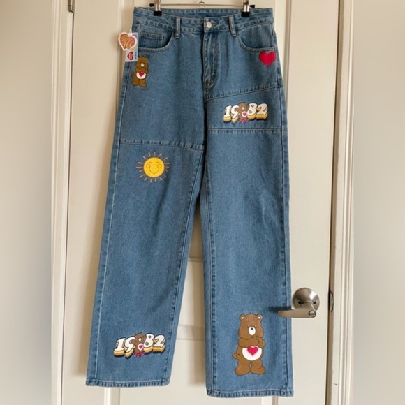 Care Bears Cartoon & Letter Graphic Straight Jeans SIZE MEDIUM - Picture 2 of 3
